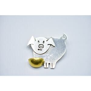 Vintage SC Sterling Silver Pin Brooch Mexico 925 Pig Bowl 12.68 G Signed BinF